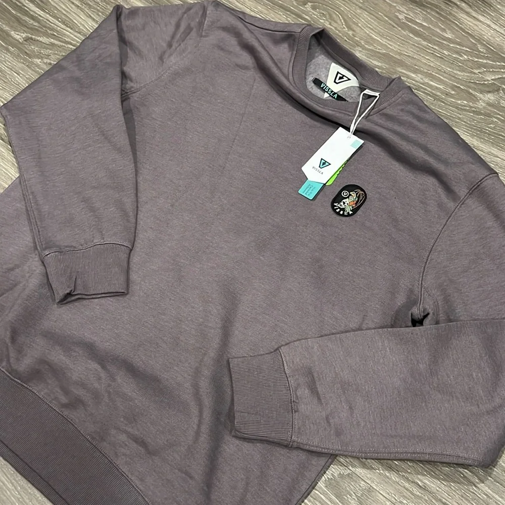VISSLA Men's Charcoal/Purple Crewneck Sweater